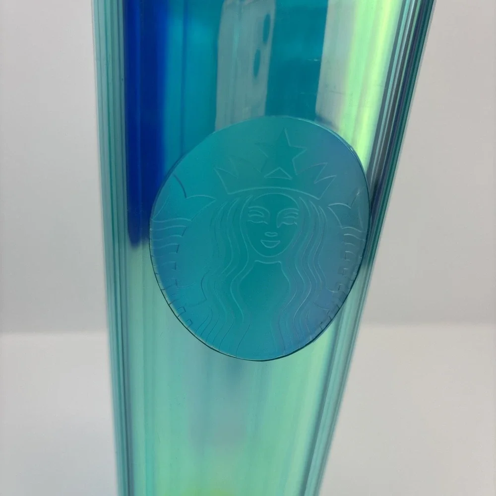 Starbucks 2021 Summer Turquoise Teal Blue Iridescent‎ Kaleidoscope Tumbler 24oz